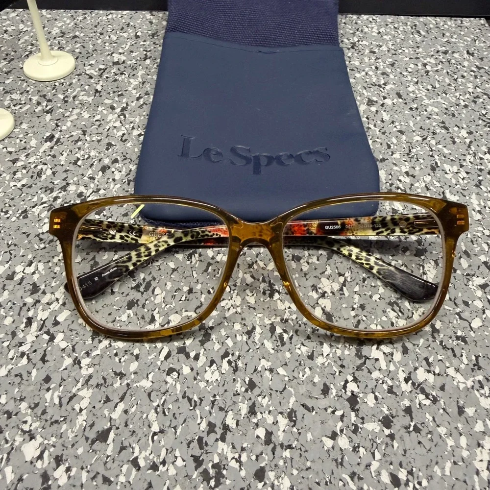 Guess GU2506 047 Brown Leopard Print Eyeglass Frames 52-15-135 FRAMES ONLY